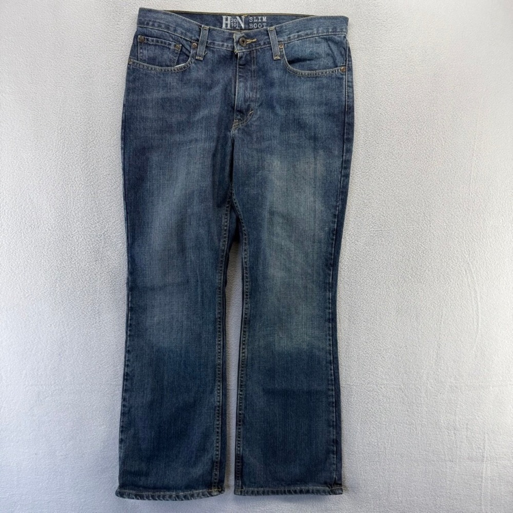 Vintage HN Jeans Mens 32x30 Blue Slim Boot Denim Pants Cotton Baggy Dark y2k